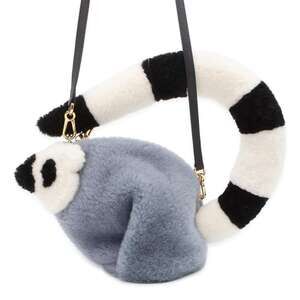 Loewe handbag Suna ringtailed lemur shearling black white bag